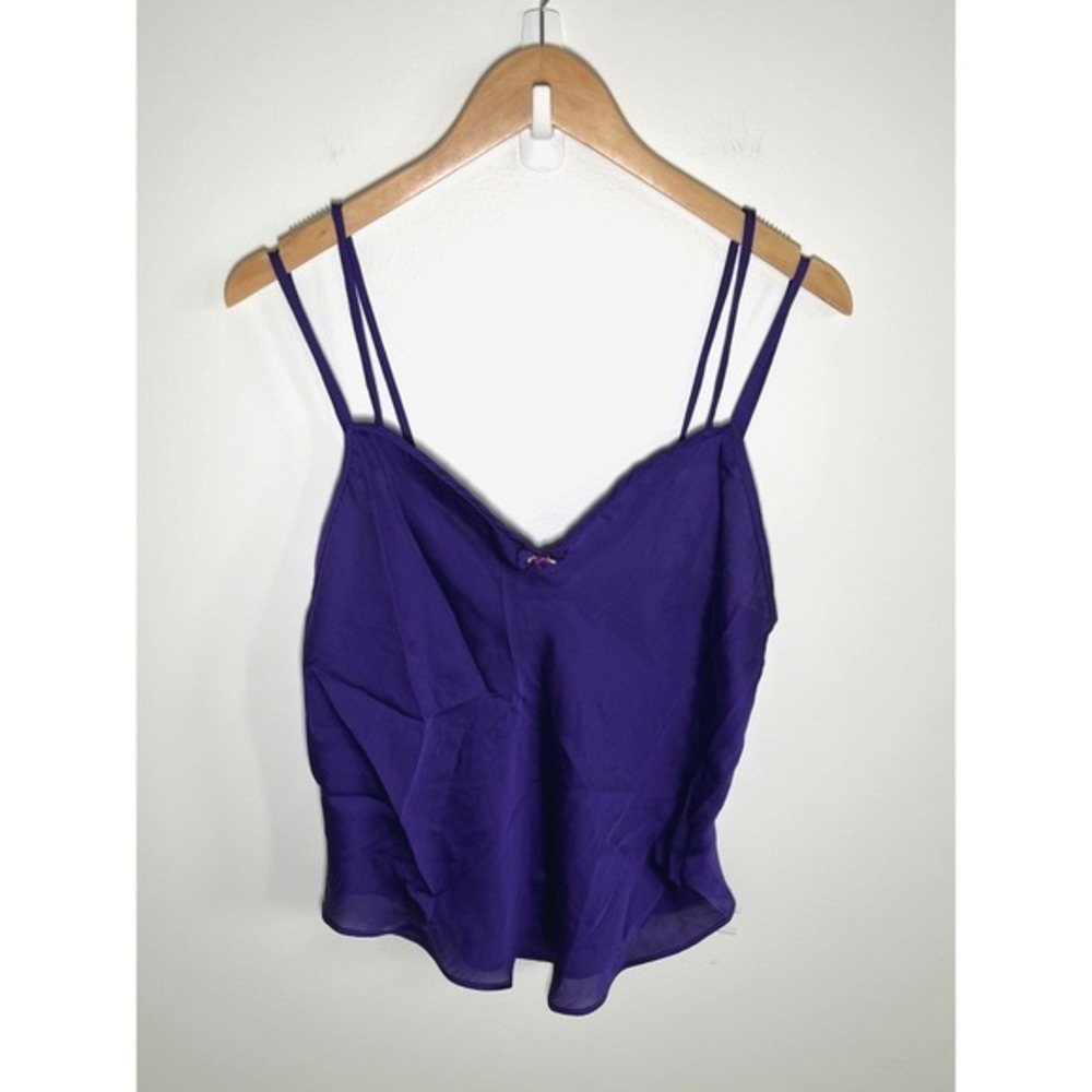 Vintage Whimsigoth Witchy Womens Satin Tank Purple Bow Rosette Large